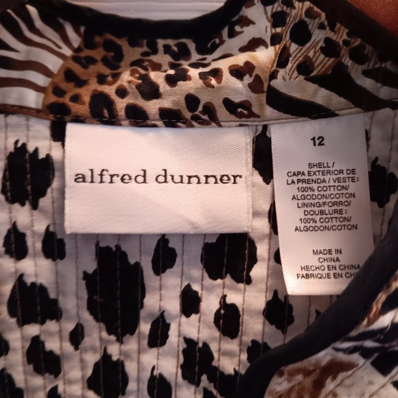 Alfred Dunner Stunner Quilted Patchwork Animal Print Collarless Jacket Size 12 - Picture 11 of 14